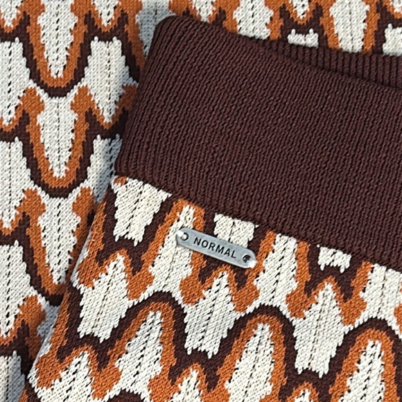 The Normal Brand Marilyn Knit Straight Leg Pant Brown Cream size Large - Picture 4 of 15